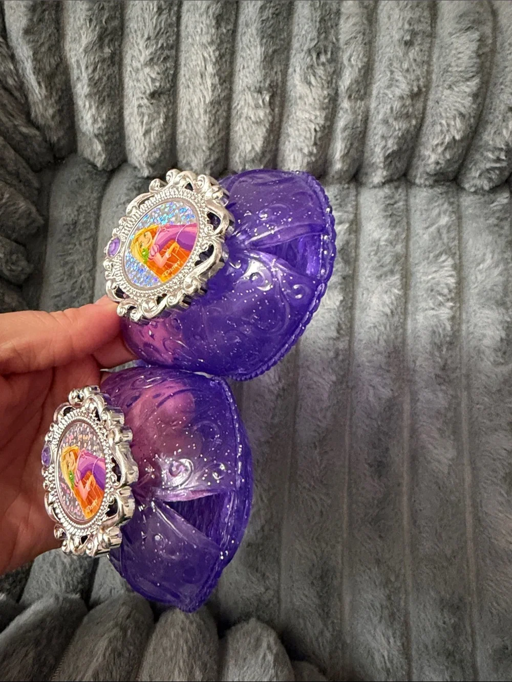 Rapunzel  Purple Kids Jelly Slide Sandals with Princess Medallion